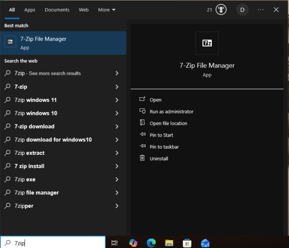 7 zip installed after restart